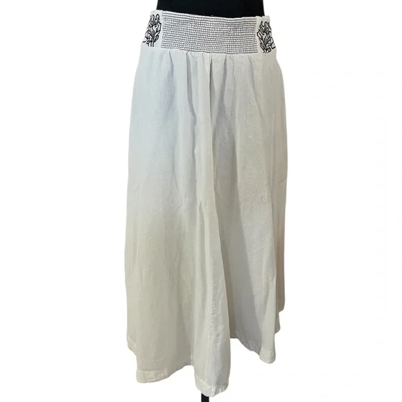 Free People Lotus White and Black Embroidered Long Skirt,Large - Picture 4 of 10